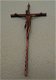 Bronskleurig kruisbeeld en religieuze afbeelding op hout. - 5 - Thumbnail