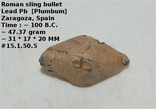 Roman sling bullet Romeins slingerkogel #5 Lead Pb [Plumbum] Zaragoza - 1