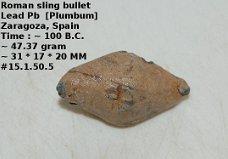 Roman sling bullet Romeins  slingerkogel #5 Lead Pb  [Plumbum]  Zaragoza