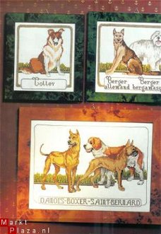 borduurpatroon 3376 drie hondenschilderijen