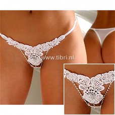 Witte vlinder string met strass van Tibri.nl