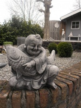 Tuinbeelden ,Boeddha met Koi - 3