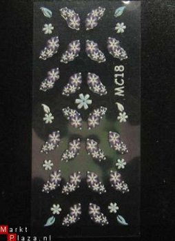 Gekleurd 3D Nagel stickers met Glitters MC18 White nail art - 1