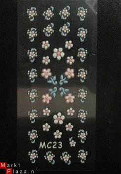 Gekleurd 3D Nagel stickers met Glitters MC23 White nail art - 1