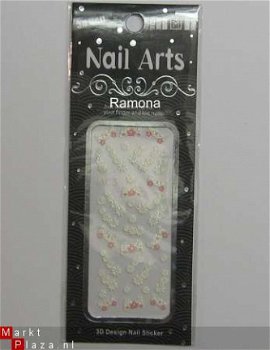 Gekleurd 3D Nagel stickers met Glitters MC23 White nail art - 1