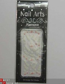 Gekleurd 3D Nagel stickers met Glitters MC23 White nail art