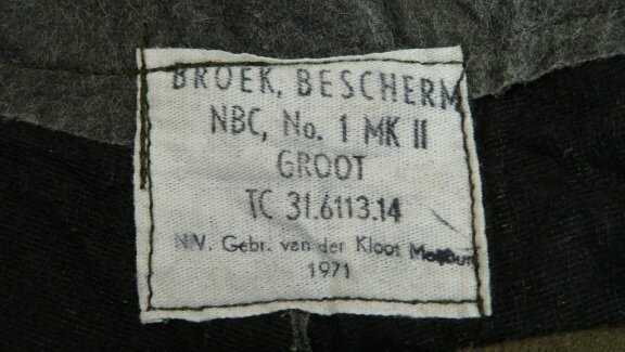 Broek, Bescherm, NBC, type: No.1 MK II, KL, maat: Groot, 1971.(Nr.1) - 6