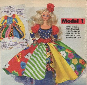Naaipatroon 73 drie jurken voor de barbiepop - 1