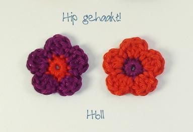 Zelf haarspeldjes maken? Gehaakte bloemetjes paars-rood - nr. 1