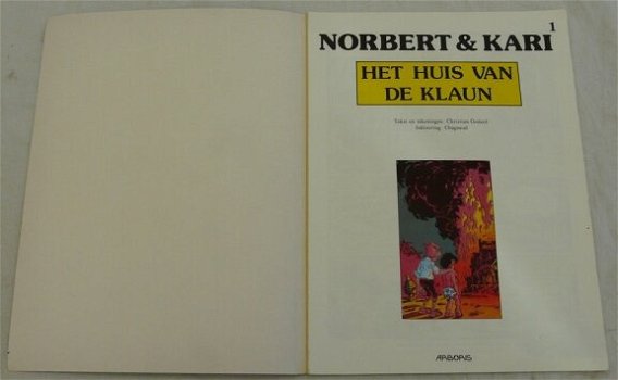 Strip Boek, Norbert & Kari, Het Huis Van De Klaun, Nummer 1, Arboris, 1990. - 1