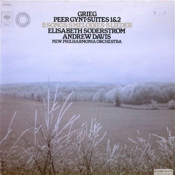 Grieg: Peer Gynt Suites & 5 Songs/ Davis Conducts Elisabeth Söderström - Dutch LP Classical - 1