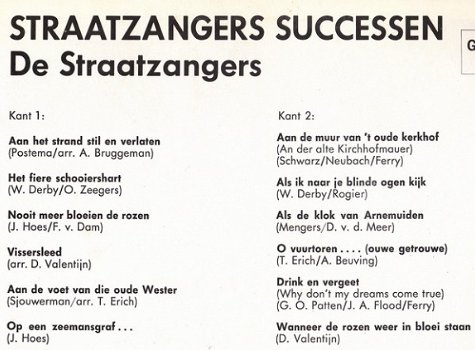 De Straatzangers ‎– Straatzangers Successen -LP Vinyl - 2