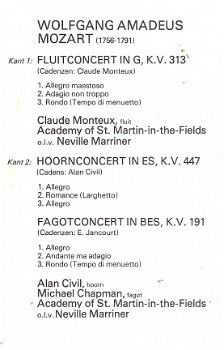 Mozart - Fluitconcerten K.V. 313 & Hoorn KV 447 & Fagot KV 191 -classical vinyl LP - 1