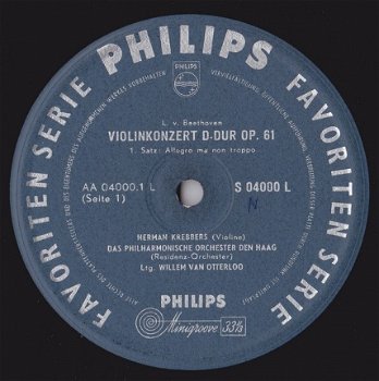 Beethoven- Krebbers & Philh. Orchester Den Haag Otterloo ‎– Violinkonzert op 61 -PAUL HUF COVER- - 2