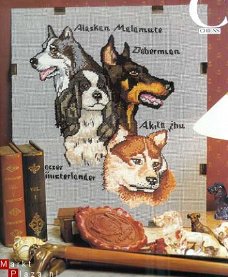 borduurpatroon 3437 portret van vier honden