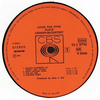 Louis van Dyke ‎– Louis van Dyke Plays Lennon-McCartney (Beatles) orgel vinyl LP - 3