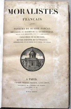 Moralistes Français 1838 Franse filosofen filosofie Pascal - 1