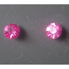 Donker roze strass oorbellen 4 mm bij Stichting Superwens!