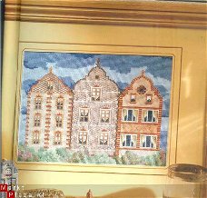 borduurpatroon 3486 schilderij met huizen
