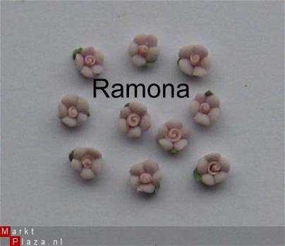 10 Keramiek Flowers bloemen strass Paars nail art gel Acryl - 1