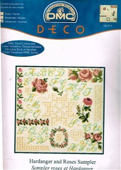 KOOPJE DMC BORDUURPAKKET, HARDANGER and ROSES SAMPLER BK254 - 1