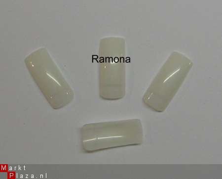 100 Gel / Acryl TIPS NAGELS, Naturel,10 maten in doos + lijm - Afbeelding 2