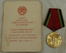 Medaille, Jubileum, 20 Yrs of Victory in the Great Patriotic War 1941-1945, met Oorkonde, 1965.(1)