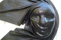 wandhanger masker zwart leer 24 x 23 cm als nieuw - 2 - Thumbnail