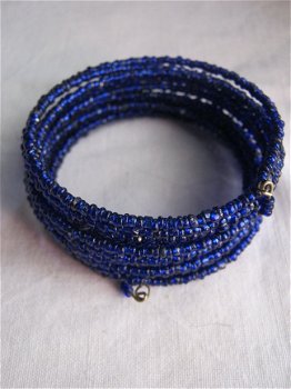origineel hippie item india armband hippiemarkt veel rijen nachtblauwe glaskraaltjes - 3