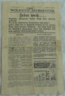 Pamflet / Leaflet / Flugblatt, Nummer 9, Wolkiger Beobachter, Engels / UK, 1940.(Nr.1)