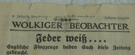 Pamflet / Leaflet / Flugblatt, Nummer 9, Wolkiger Beobachter, Engels / UK, 1940.(Nr.1) - 3