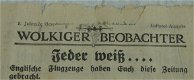 Pamflet / Leaflet / Flugblatt, Nummer 9, Wolkiger Beobachter, Engels / UK, 1940.(Nr.1) - 3 - Thumbnail