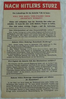 Pamflet / Leaflet / Flugblatt, G.39, NACH HITLERS STURZ, Engels / UK, 1942.(Nr.1)