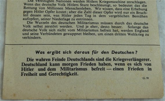Pamflet / Leaflet / Flugblatt, G.39, NACH HITLERS STURZ, Engels / UK, 1942.(Nr.1) - 6