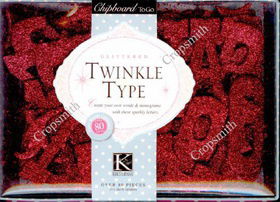 SALE! NIEUW Twinkle Type Cranberry Glitter Alphabet ChipBox K&Company - 1