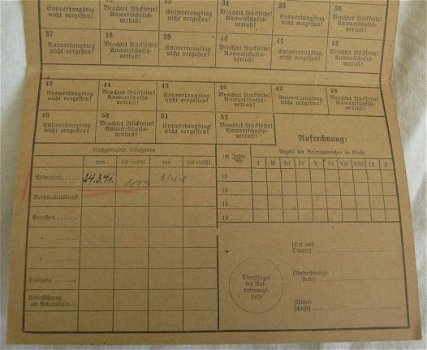 Rekeningkaart / Quittungskarte, Invalidenverzekering / Invalidenversicherung, Saargebiet, 1942. - 5