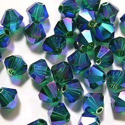 Swarovski 5301 Emerald AB2x 4mm Per 10 Stuk. - 1