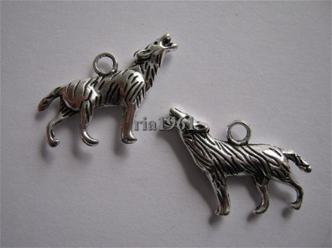 bedeltje/charm dieren : wolf 2 - 28x20 mm - 1