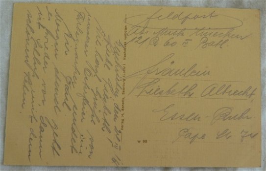 Postkaart / Postkarte, Veldpost / Feldpost, Generaloberst v. Falkenhausen, 12 I.R.60.III Batl., 1916 - 2