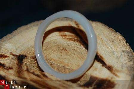 #164 Witte Agaat Ring handgeslepen - 1