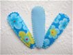 5 cm ~ Aqua blauw bloemen kniphoesje - 2 - Thumbnail