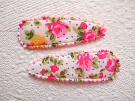 5 cm ~ Stippen kniphoesje met bloemetjes ~ Roze - 1