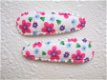 5 cm ~ Gebloemd ribfluweel hoesje ~ Wit - 1 - Thumbnail