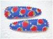 5 cm ~ Kniphoesje met aardbeien ~ Blauw - 1 - Thumbnail