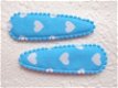 5 cm ~ Kniphoesje met hartjes ~ Aqua blauw - 1 - Thumbnail