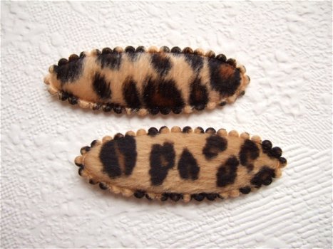 5 cm ~ Ovaal luipaard kniphoesje van bont ~ Bruin - 1