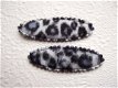 5 cm ~ Ovaal luipaard kniphoesje van bont ~ Grijs - 1 - Thumbnail