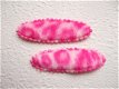 5 cm ~ Ovaal luipaard kniphoesje van bont ~ Fuchsia roze - 1 - Thumbnail