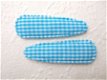 5 cm ~ Geruit kniphoesje ~ Aqua blauw - 1 - Thumbnail