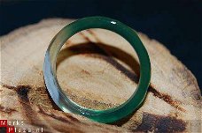 #169 Groene Agaat Ring  handgeslepen facet